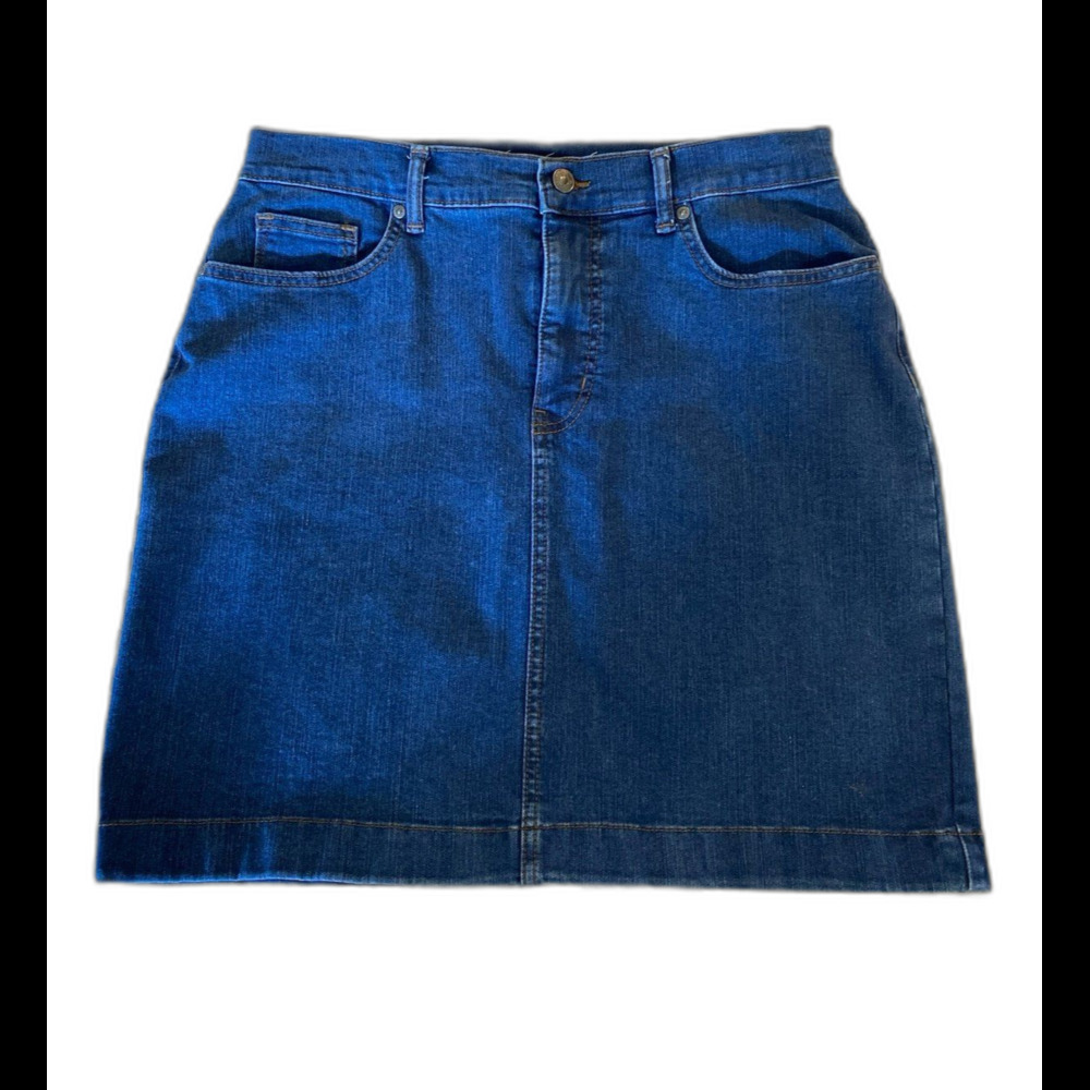 Gloria Vanderbilt Denim Skirt Size 12 Slimming Medium Denim Color Western